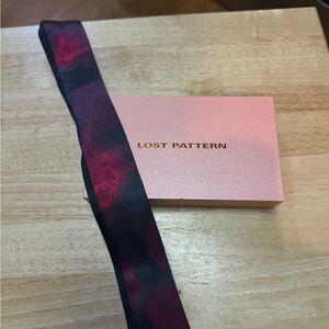 Black & Red Rose Skinny Silk Scarf